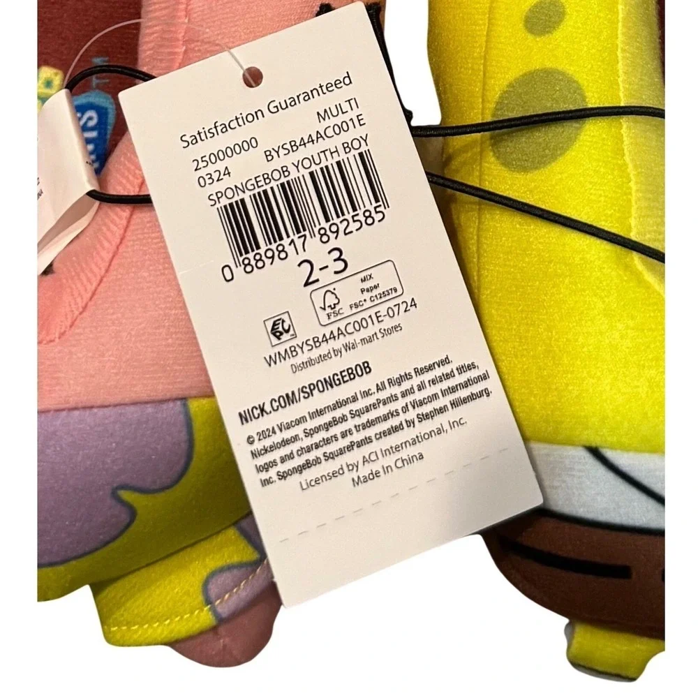 SpongeBob‎ SquarePants Patrick Youth Boys Slippers Size 2-3 Yellow Pink
